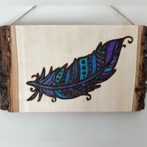 Feather - Pyrography - Home Decor - Picture 2 of 3